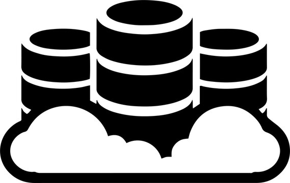 Database cylinders or servers with cloud storage icon vector design