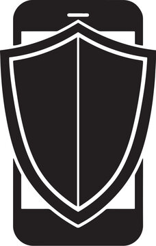 Smartphone ke upar security shield aur protection ka vector design