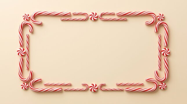 Candy cane frame border for christmas celebrations festive red and white striped sweets