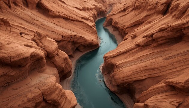 Canyon river winding aerial view earth carving concept background