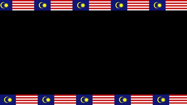 animation border Malaysia with crescent and transparent background for element design