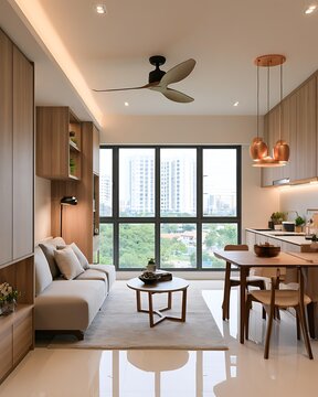 Modern compact Asian condominium interior designed for efficient urban living Small Asian Condo