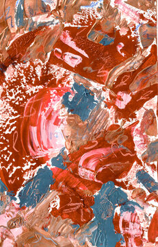 Vibrant Abstract Expressionist Painting in Red Pink and Blue