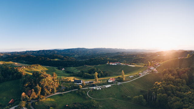 South Styria Vineyard Landscape at Sunset Austria