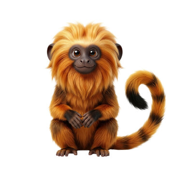 Cute golden lion tamarin isolated 