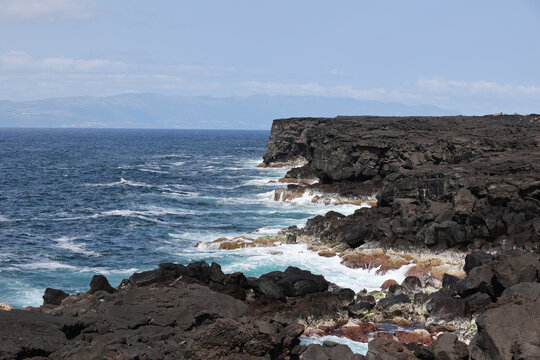 Lava coast of Porto do Cachorro, Pico, Azores, Portugal    