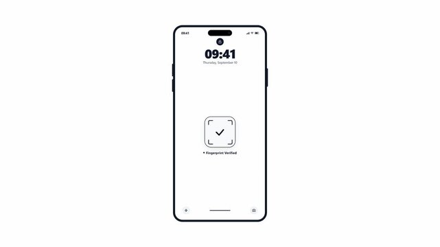 Smartphone fingerprint sensor security unlock animation sequence. 4K Video
