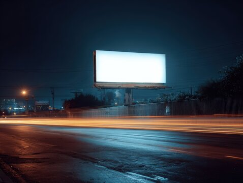 Expressive styling reveals blank advertising display in an urban setting in thoughtful styling with editorial spacing. Crisp presentation enhances poster design and online advertising.