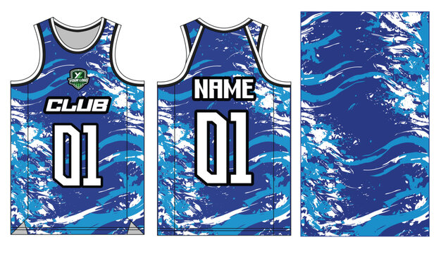 Custom blue camo basketball jersey mockup front and back