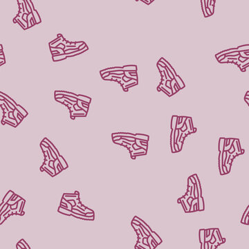 backpacking boots footwear tourism line seamless pattern backpacking boots footwear tourism thin line illustration