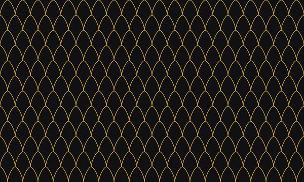 Seamless abstract pattern featuring repeating geometric diamond shapes with thin golden lines on a dark background