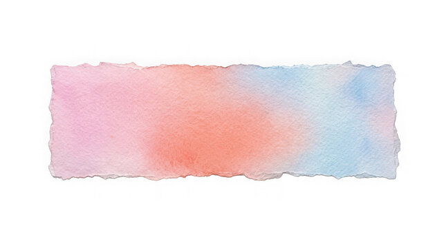 Abstract watercolor hand painted paper banner isolated on transparent background
