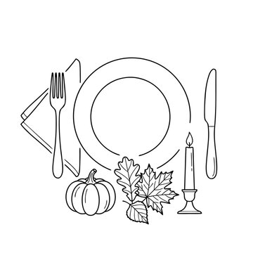 Festive Autumn Feast Table Service Vector