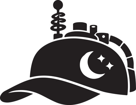 steampunk inspired cap with moon and stars for fantasy and retro style.