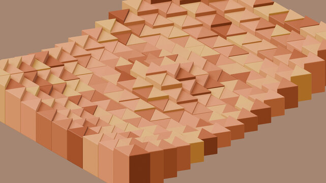 Isometric Triangle Grid Terracotta Amber Gold Height Wave Seamless Background