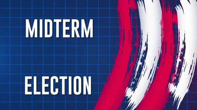 US Midterm Election 2026 Text with Patriotic Brush Strokes  Animation 4k