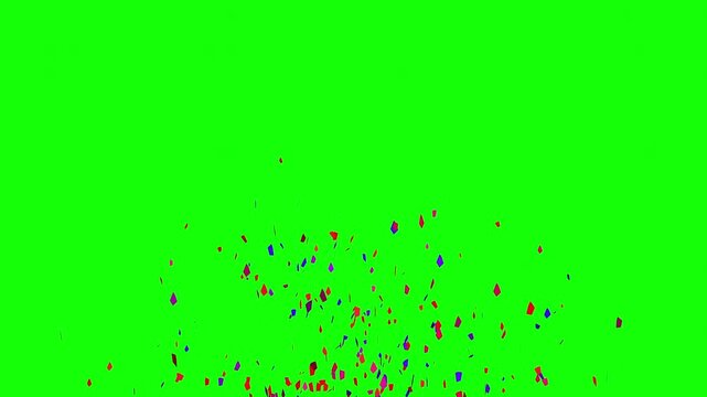 Festive Red, Blue, and Purple Confetti Explosion on Green Screen  Animation