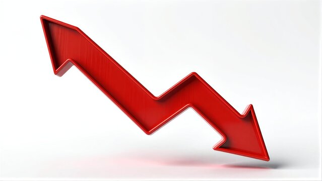 Red upward arrow symbolizing growth and positive market trends against a clean white background.