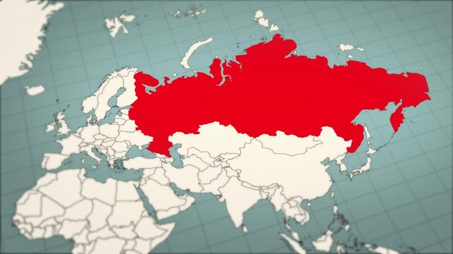 Russia Territory Highlighting on Global World Map Animation 4k