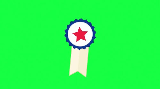 Animated Winner Award Ribbon with Red Star on Green Screen