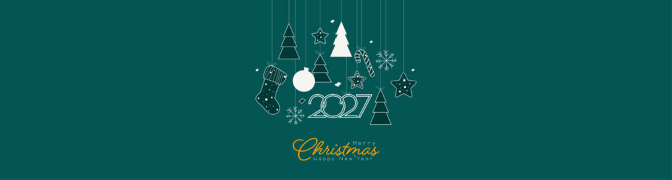 Merry Christmas and Happy New Year 2027 banner.