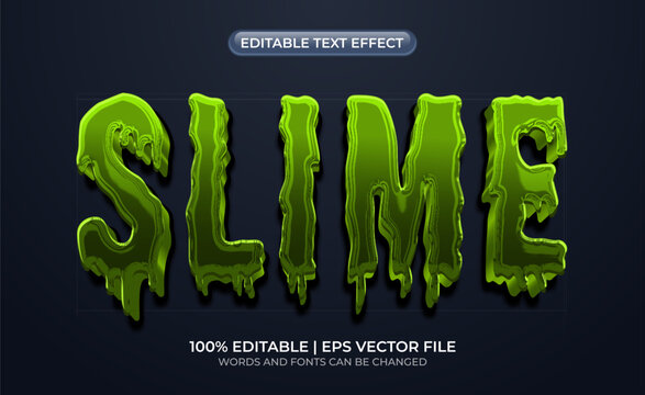 Green slime text effect. Slime dripping text style effect. Editable horror and scary text style. Text effect with halloween event theme