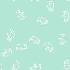Fototapeta premium buffalo wild animal line seamless pattern buffalo wild animal thin line illustration