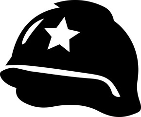 Obraz premium Indonesian National Armed Forces Anniversary commemorative icon featuring a bold black military helmet silhouette with white star