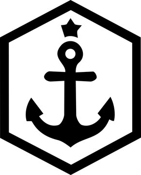 Indonesian National Armed Forces Anniversary emblem featuring a bold black anchor silhouette inside a modern geometric hexagon shape