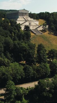 Aerial View of Walhalla Memorial near Regensburg Germany