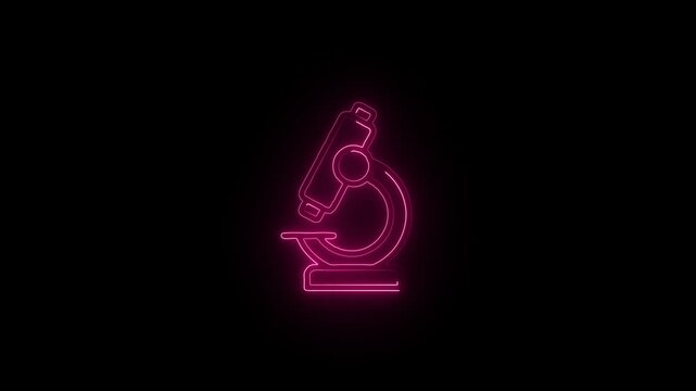 pink neon microscope animation glowing scientific laboratory equipment dark background motion graphic element seamless looping video asset 3840x2160 resolution 4k