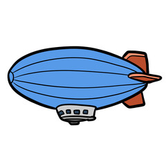 Cute cartoon blue blimp airship zeppelin air transportation vehicle illustration isolated on transparent background © pranowo