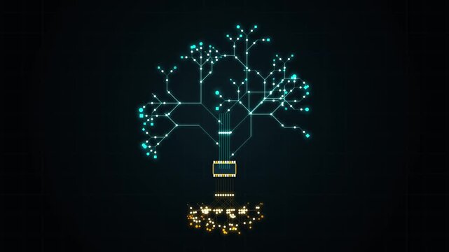 Digital tree concept with circuit board connections