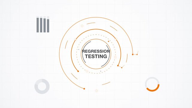 Abstract digital concept of regression testing with circular data graphics