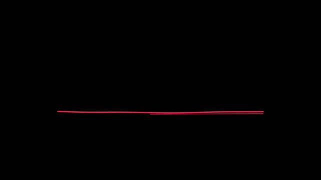 Hand drawn red pen underline emphasis stroke animation overlay alpha channel 4K