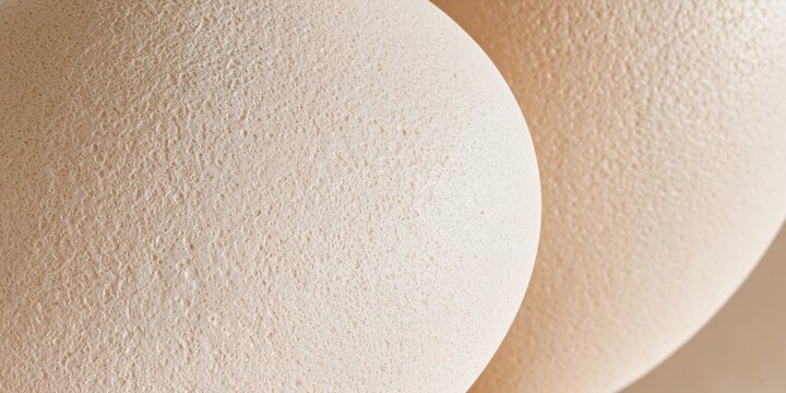 Close up of textured eggshell surface with soft beige tones and fine porous detail