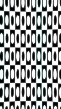 Abstract monochrome pattern featuring alternating vertical rectangles and circles.