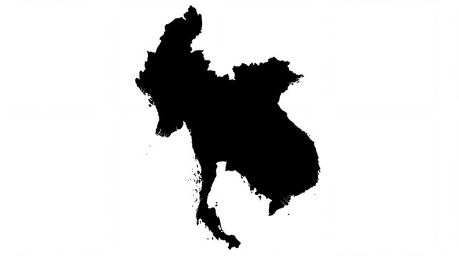 Silhouette map of southeast asia isolated on white background