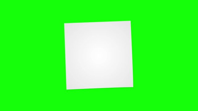 Animation of blank white sticky note on green screen background. Empty sticky note isolated and copy space for text.