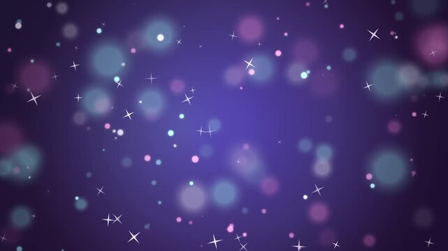 Abstract Purple Illustration Featuring Glowing Stars and Soft Bokeh Lights