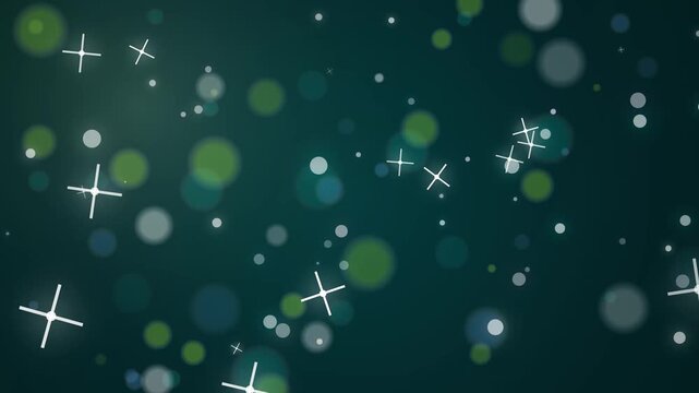 Abstract Teal Motion Graphics with Glowing Stars and Soft Bokeh Circles