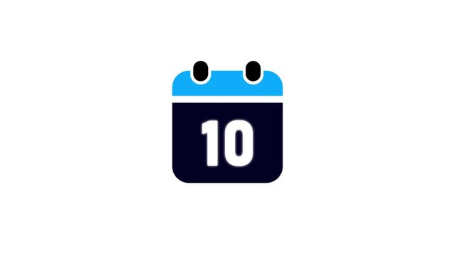 calendar simple icon animation and date icon animation. Animated Calendar icon isolated. Time and date 10, Date Managements Schedule icon isolated.

