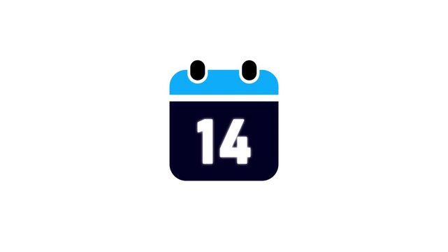 calendar simple icon animation and date icon animation. Animated Calendar icon isolated. Time and date 14, Date Managements Schedule icon isolated.

