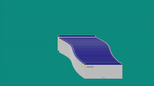 Nostalgic retro computer window cascade on teal background
