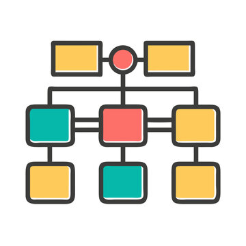 Flowchart diagram hierarchy structure line icon