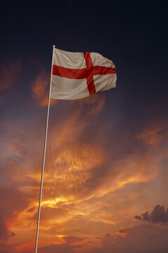National flag of England in evening sky for holiday card design