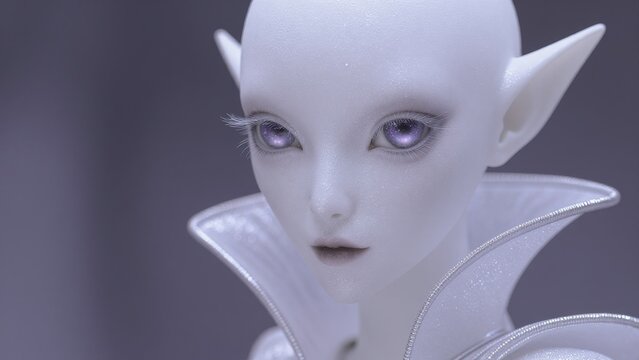 Elegant fantasy character with unique features and striking gaze