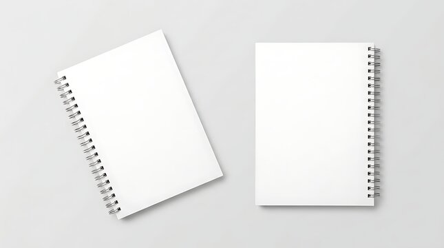 Two blank spiral notebooks isolated on white background