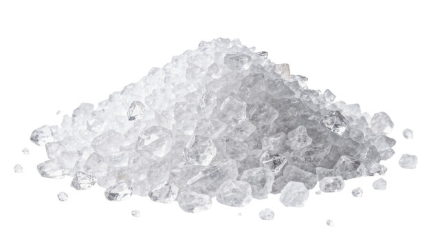 Pile of coarse sea salt crystals, isolated on transparent background