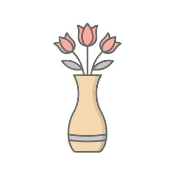 Illustration of three tulips in a vase
